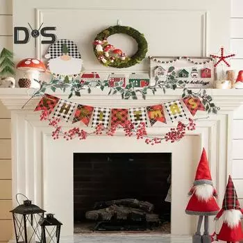 Искусственный венок из красных ягод Рождественская гирлянда из красных ягод Украшение из лозы Праздничная атмосфера Праздник Декор для деревьев Каминных досок Столов В помещении На открытом воздухе C