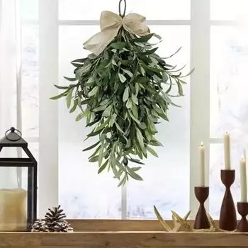 Искусственный венок из оливок, 24-дюймовая гирлянда на стену, окно, входную дверь, реалистичный декор из оливковых ветвей, украшение для крыльца деревенского фермерского дома зелёный