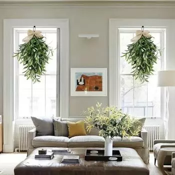 Искусственный венок из оливок Yousheng, 24-дюймовая гирлянда для передней двери, стены, окна, реалистичный декор из оливковых ветвей, украшение для крыльца деревенского фермерского дома зелёный