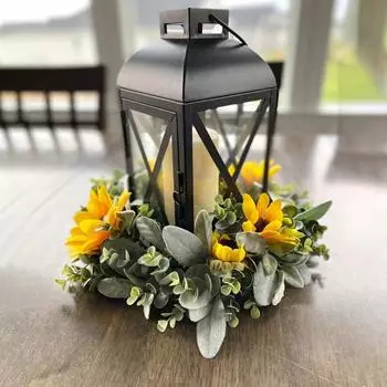 Искусственный венок из подсолнухов 11,8 дюйма, деревенский весенний венок, декор для фермерского дома, венок для входной двери, для каминной доски, свадебное украшение жёлтый