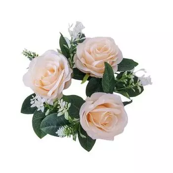 Искусственный венок из роз, кольцо для свечи, столб, подсвечник, весна, зеленые листья, цветочная гирлянда, домашняя свадьба, вечеринка шампанского