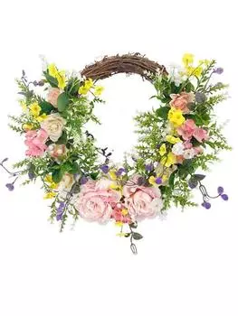 Искусственный венок из розовых роз, перемычка с венком из зеленых листьев, искусственный весенний венок, венок на день Святого Валентина для стены, свадебная вечеринка, домашний декор