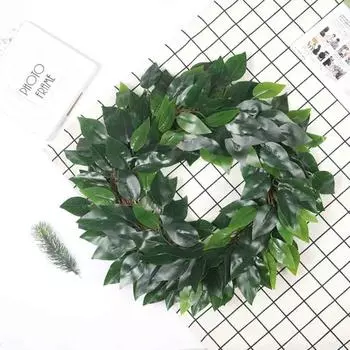 Искусственный венок из зеленых растений, имитация зеленых растений, гирлянда, декор для дома и офиса зелёный