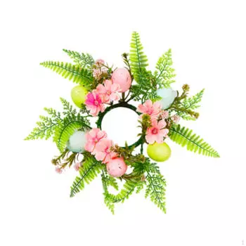 Искусственный венок, свечное кольцо для украшения интерьера и подсвечник-столб розовый