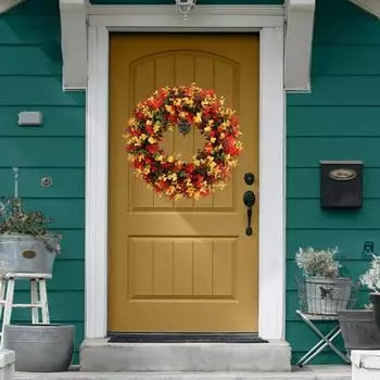 Искусственный венок, устойчивый к выцветанию, яркий цвет, реалистичный имитационный венок из эвкалипта, подвеска для праздничного украшения S A