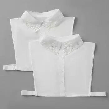 Искусственный воротник с полым жемчугом, декоративный искусственный воротник, цветочный женский воротник рубашки, искусственный воротник, универсальный искусственный воротник