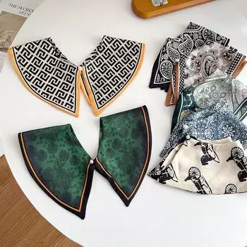 Искусственный воротник, шарф, женская пряжка с жемчугом, маленькая шаль, весна и лето с юбкой, рубашка, протектор для шеи, шелковый шарф.