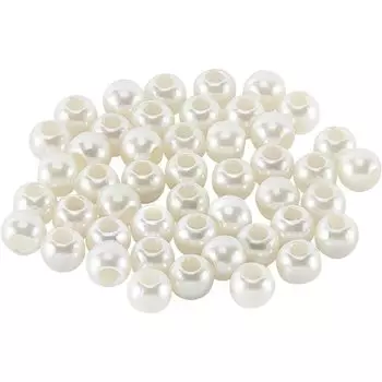 Искусственный жемчуг Акриловые европейские бусины Круглые бусины Большое отверстие Большие принадлежности для ручной работы Сделай сам Ручная работа 50 штук