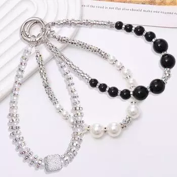 Искусственный жемчуг, бусины, чехол для мобильного телефона, цепочка для защиты от потери телефона, брелок для сумки, цепочка для наушников и камеры