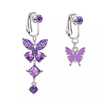Искусственный живот фиолетовая бабочка искусственный пирсинг живота сердце циркон клипса на пупок искусственный пирсинг хряща серьга искусственный клипса