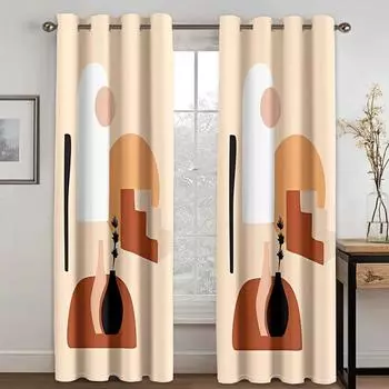 Искусство Абстракция Красочные Моранди Художественные работы Детские Шторы на окна Жалюзи Для Гостиной Спальни Ванной Кухни Двери Домашнего Декора2 Шт. W65X60H(cm)X2Pcs&Hook