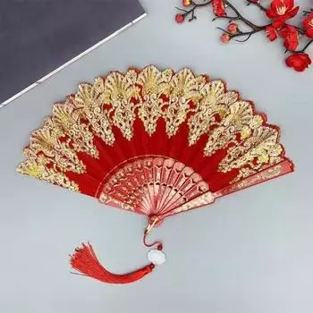 Искусство ремесло подарок китайский стиль складной веер ручной золотой порошок пластиковый веер танец свадьба вечеринка складной веер подарок домашний декор