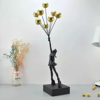 Искусство Статуэтки девушки из воздушных шаров Скульптура девушки из воздушных шаров Скульптура из смолы Украшение для дома Рождественский подарок Украшение для гостиной