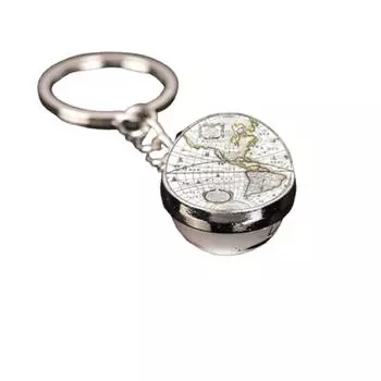 Искусство Винтаж Карта Мира Двусторонний Стеклянный Шар Брелок Ювелирные Изделия Подвеска Брелок One Size