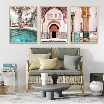 Исламская мусульманская архитектура, скандинавская марокканская дверь, холст, плакат, фотографии, настенная живопись, Декор для гостиной, спальни 21X30cm No Frame