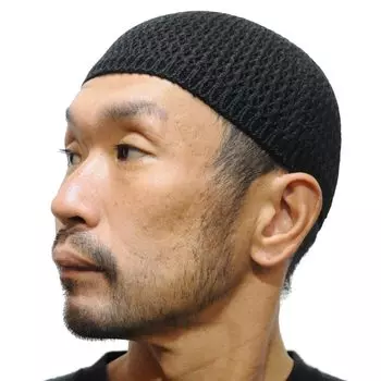 Исламская шапка Исламские часы Исламская шапка Вязаная шапка из шелка Короткая [touge] (Размер L, черный) чёрный