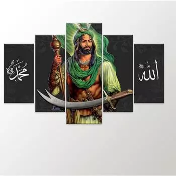 Исламский Хазрети Али Зульфикар Аллах Мухаммед без рамы, 5 панелей, настенные художественные холсты, постеры, живопись для гостиной, домашний декор, фотографии 20x35 20x45 20x55cm