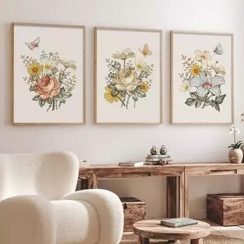 Исламский плакат «Бисмиллах» с цветком и бабочкой, детская настенная живопись на холсте, картина с принтом, декор для гостиной, спальни 21x30cm No Framed