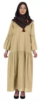 Исламское длинное платье Bimba с принтом, шарф из хиджаба, район Абая, макси, одежда для мусульманина 3XL персиковый