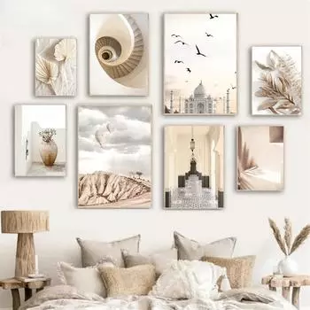 Исламское искусство принты мечеть постер воздушный шар холст картина марокканские двери настенное искусство лист плакаты настенные картины декор спальни 21x30cm No Framed