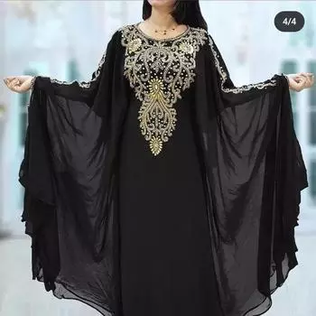 Исламское стильное длинное марокканское платье Дубай Фараша кафтан Абая платье ручной работы XS чёрный
