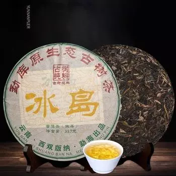 Исландский чай Пуэр Сырой чай Юньнань Мэнху Торт Чай Древнее дерево Весенний чай 357г 357g
