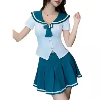 [ISLAYCAOLILA] косплей школьница JK униформа кабаре платье мини платье клубное платье вечернее платье расклешенный мини матросский костюм рубашка плиссированная юбка талия