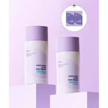 Isntree [2pack] Солнцезащитный крем Onion Fresh Fluid 50 мл + очищающая пенка Onion New Fair 2 мл 2 бесплатно NONE