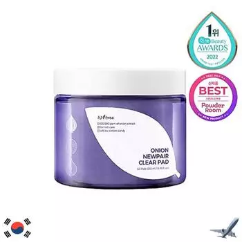 ISNTREE ONION NEWPAIR ПРОЗРАЧНЫЕ ПРОДУВКИ 250мл 60пэдов