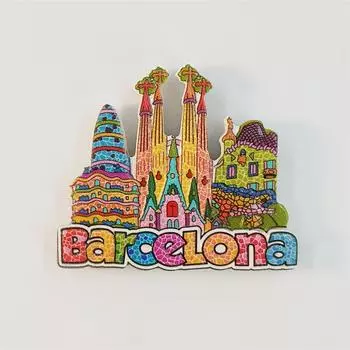 Испания Барселона Мозаика 3D Стереоскопические Туристические Сувениры Смола Живопись Декорация для дома Коллекция Магниты на холодильник