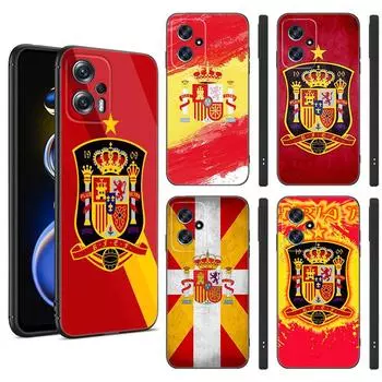 Испания испанский флаг черный силиконовый чехол для телефона для Xiaomi POCO X3 X4 NFC F3 F4 GT F5 M3 M4 M6 X5 X6 Pro 5G C55 C65 M5 POCO F3