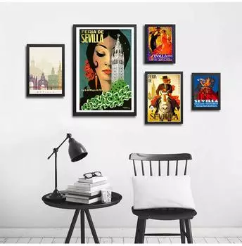 Испания Севилья Цветочница путешествия холст картины старинные фотографии крафт-постеры с покрытием наклейки на стену украшение дома подарок без рамки 21*30cm