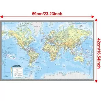 Испанский фон карты-Карта мира-Карта города Настенный декор для класса,офиса,путешествий,Подарок для любителей географии,Выпускной A2-59*42cm