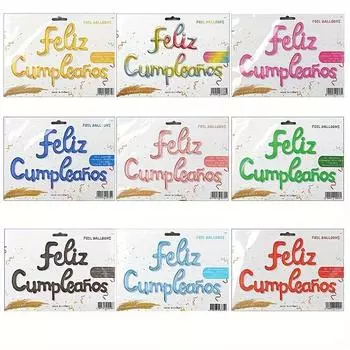 Испанский С Днем Рождения Фольгированный Шарик Набор Баннер Украшения Вечеринки 16-дюймовый Настенный Фон Воздушный Шар Декор Домашней Комнаты Праздничный Подарок As Picture