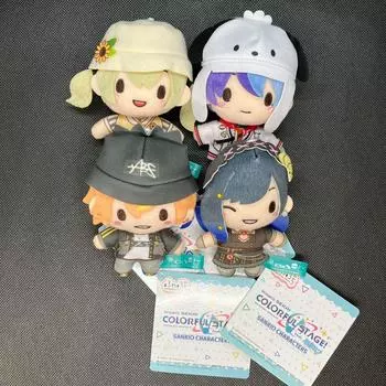 Использованный набор плюшевых игрушек Project Sekai Sanrio Vivid BAD SQUAT Fuwa Puchi Mascot из 4 штук 10 см