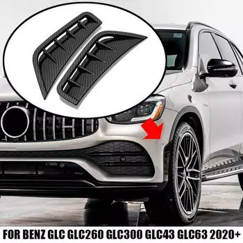 Использовать для Benz GLC-Class 2020+ GLC260 GLC300 X253 GLC63 GLC43 Передний бампер для воздухозаборника, капота, вентиляционных отверстий, декоративная крышка, аксессуары чёрный