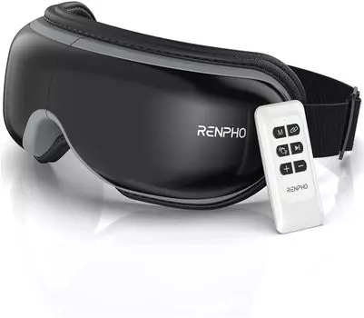 используется RENPHO Air Eye Warmer 4D Relax с пультом дистанционного управления, новейшая технология нагрева графена, 5 режимов, горячая маска для глаз, зарядка через USB, унисекс чёрный
