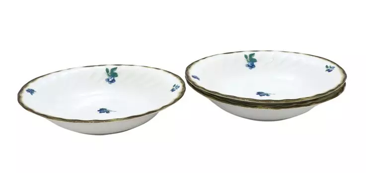 используйте набор овальных тарелок для пасты карри Showa Retro Romantic, 24 см [Коммерческий набор] & (фрукт черника) 3-х частей белый