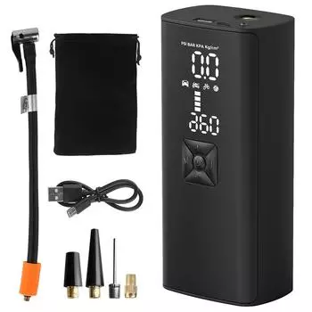 Испытание давления в шинах со светодиодным фонариком 4000 мАч автомобильный воздушный компрессор цифровой для мотоцикла велосипеда мяч шин воздушный насос портативный насос 150PSI Black