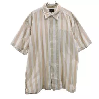 ISSEY MIYAKE 90-е годы Старая рубашка с коротким рукавом в полоску L Специальное крыло Мужская Б/У