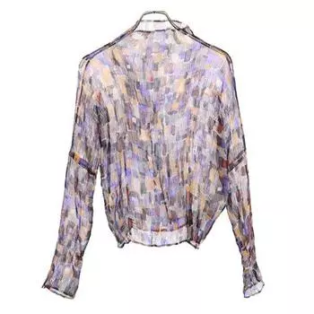 ISSEY MIYAKE сделано в Японии Комбинезон ручка Длинный рукав Плиссированный Прозрачный Вырез Женский Б/у