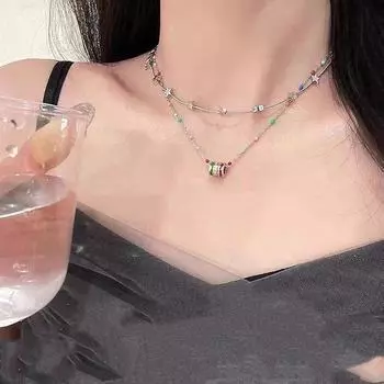 «Истинная любовь» - звездное ожерелье: Двухслойная цепочка для женщин — милое и стильное украшение для ключицы высшего качества. Colorful waist necklace