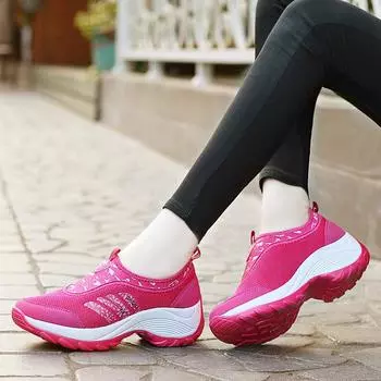 Источник 2024 года, кроссовки на платформе с наклонным каблуком, женская обувь, повседневная обувь больших размеров, комбинезоны, туфли-качалки, сетчатая обувь 35 чёрный