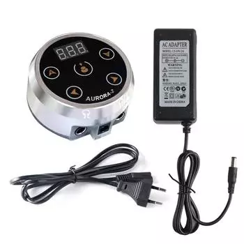 Источник питания для татуировки, алюминиевый светодиодный экран, легкая батарея для тату-машинки для лайнера-шейдера EU Plug серебряный