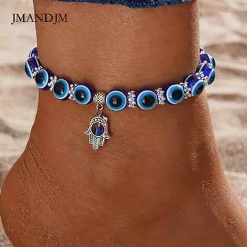 Источник Турция Голубой глаз ножной браслет Фатима пальма Дьявол глаз бисерные украшения для ног оптовая продажа