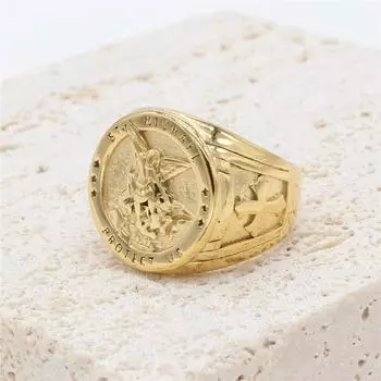 История древнегреческой мифологии: Мужское кольцо «Ангел Священной войны» из титановой стали 13