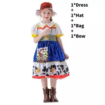 История игрушек Джесси Косплей Платье Комплект Одежда Хэллоуин Вечеринка Сценическое выступление Jessie B,120cm