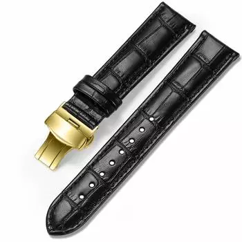 [iStrap] Ремешок для часов 15 мм из телячьей кожи с кожаным ремешком и золотой пряжкой D