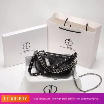 It Gdledy Special Interest Light Luxury Silver Crossbody Bag Black