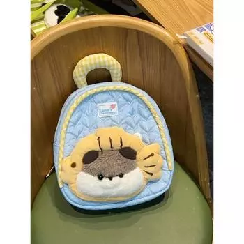 It is super cute! INS Style Good-looking Cute Kitten Backpack Otter Plush Doll Bag All-Match Backpack Women Yellow croaker cat